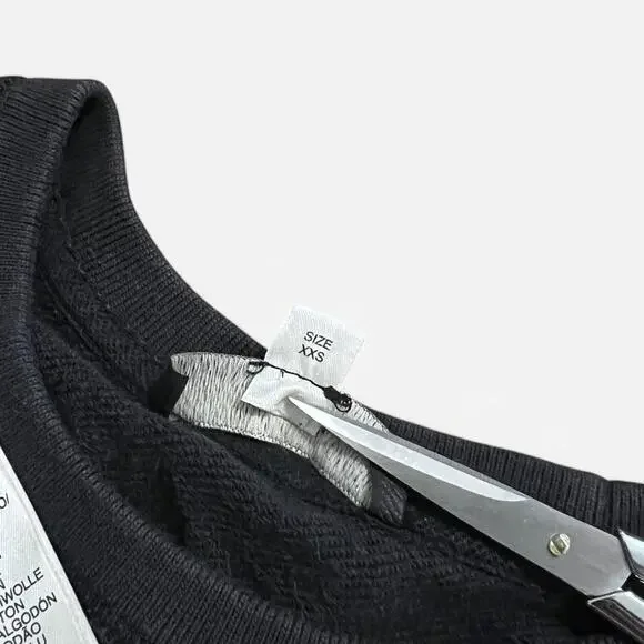 Diesel Black & White Floral Monochromatic Striped Sleeve 78 Back Sweater XXS - Picture 8 of 8